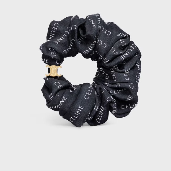 CELINE SCRUNCHY RAYURE IN SILK AND BRASS WITH GOLD FINISH - Picture 1 of 5